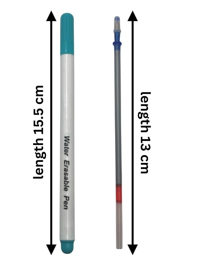 ZENITH Water Erasable Fabric Marker Refill Kit, Blue, with Seam Ripper, Measuring Tape, Needle Threader & Thread Cutter for Sewing (5 pc Blue Pens & 10 Silver Refill Combo) - Image 2